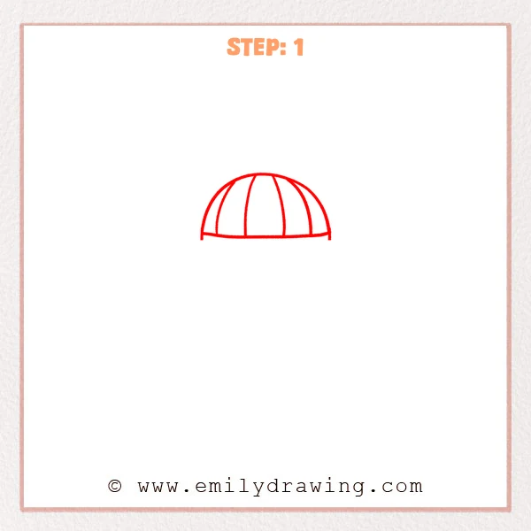 how to draw a cartoon microphone - A simple outline of a cartoon microphone’s rounded grille top with curved vertical panel lines.